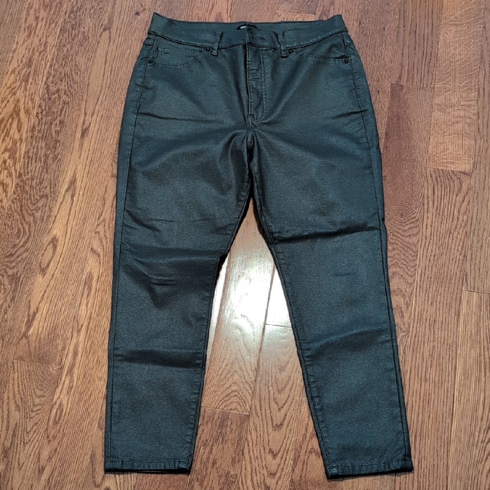 Express HIGH WAISTED GRAY COATED SKINNY JEANS 12/S